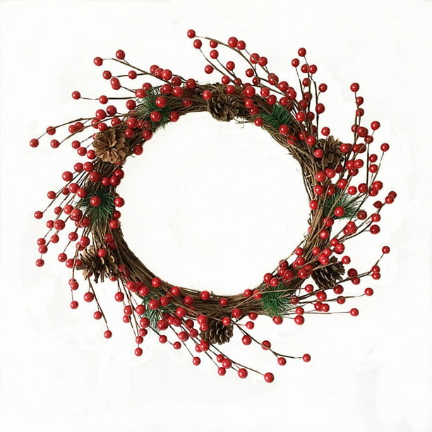 Red Artificial Garland Versatile Wall Mount Pine Cones Fruit Decorative Garland